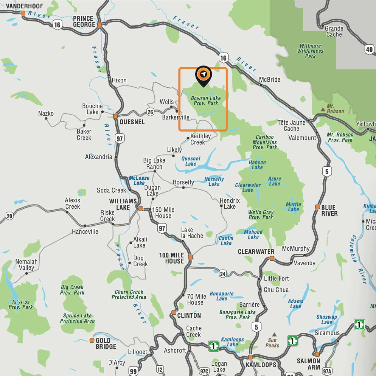 Bowron Lake Provincial Park BC - Destination Map - Image 6