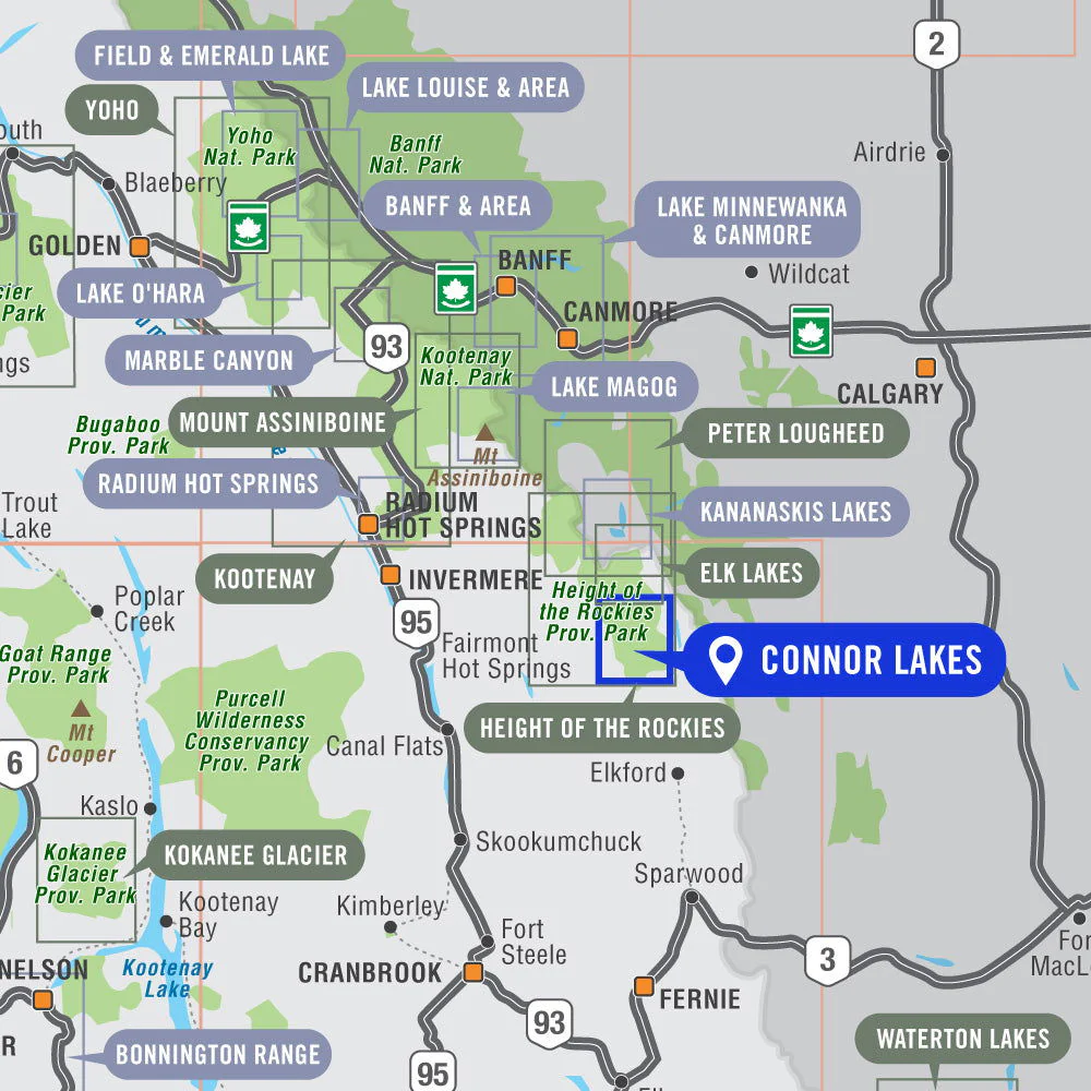 Connor Lakes (Height of the Rockies Provincial Park, BC) - Destination Map - Image 4