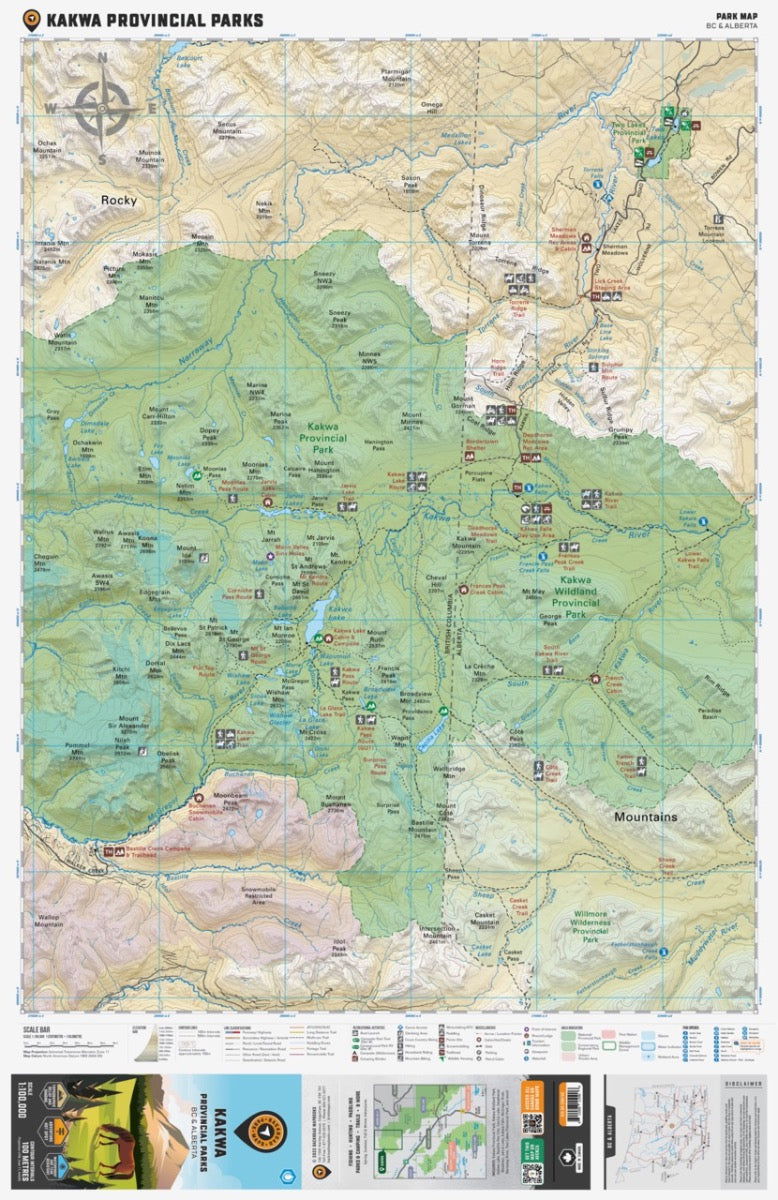 Kakwa Provincial Parks, Alberta & BC - Park Map - Image 2