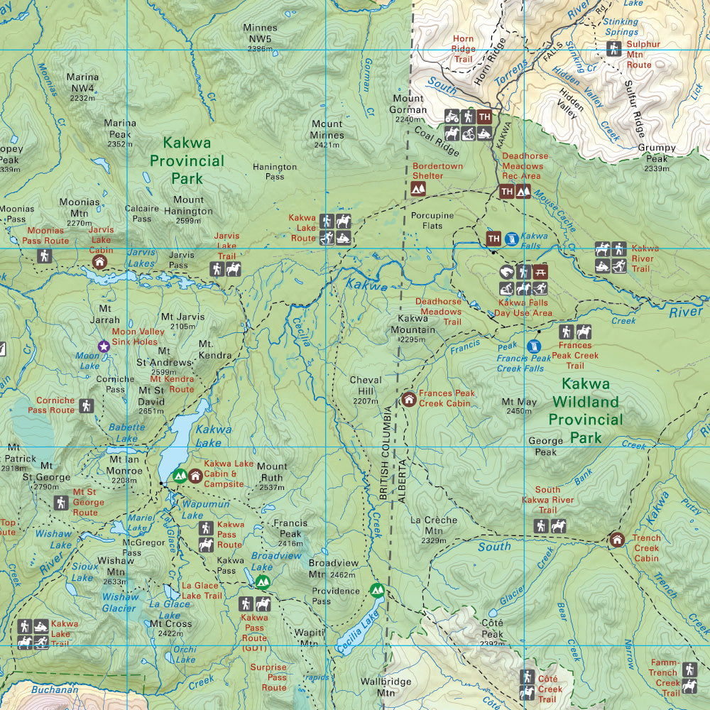 Kakwa Provincial Parks, Alberta & BC - Park Map - Image 3