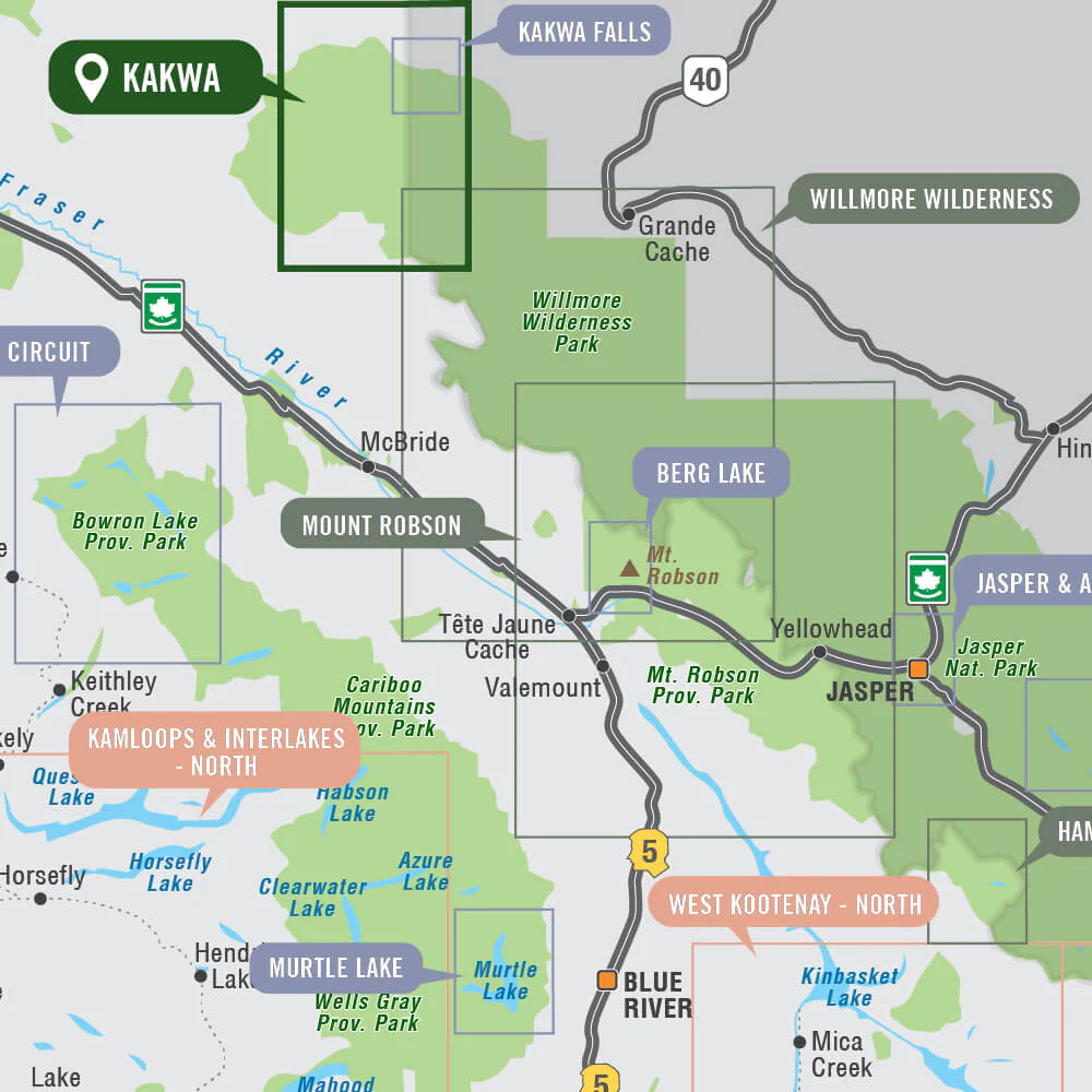 Kakwa Provincial Parks, Alberta & BC - Park Map - Image 4