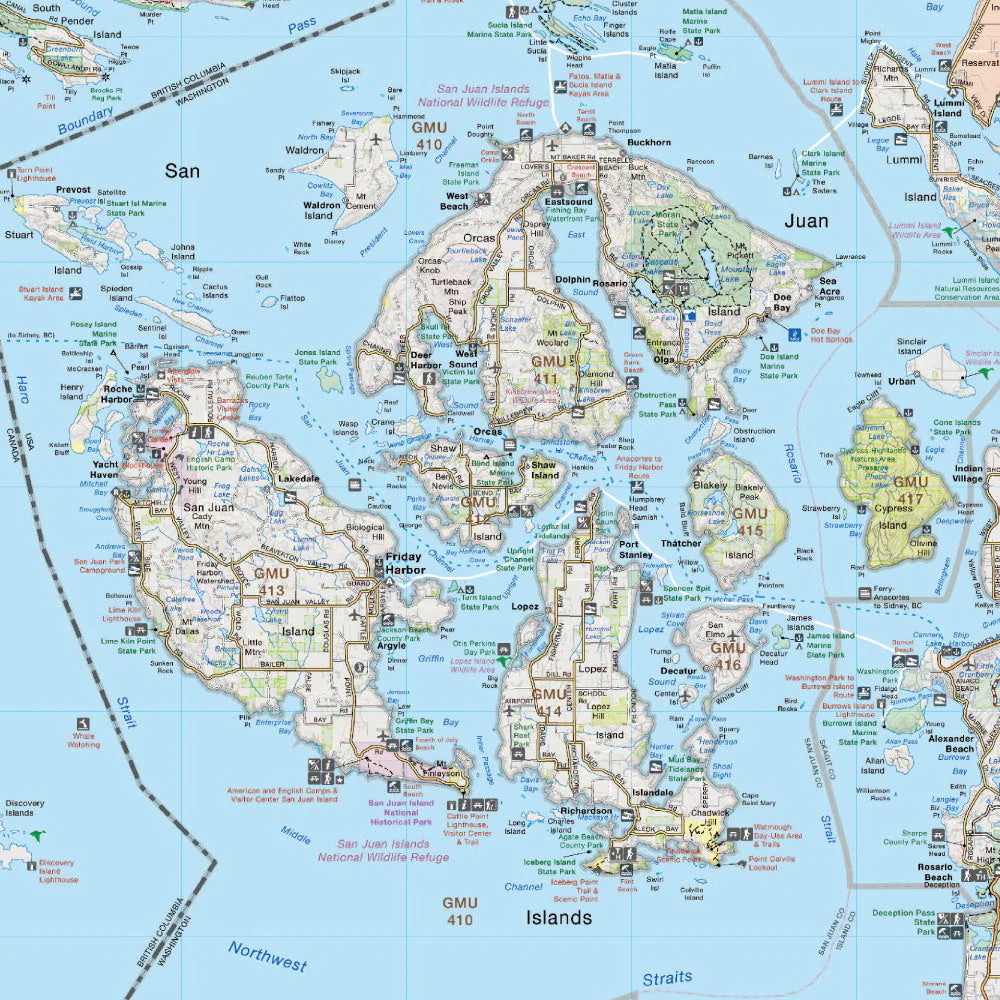 San Juan Islands & Mount Baker, Washington State - Destination Map - Image 3